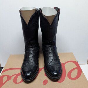 Chisos Mens No. 1 Black Ostrich Leather Cowboy Boots - Size 10.5D